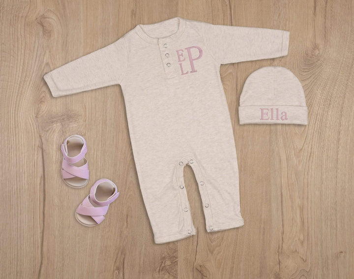 Baby girl coming home outfit beige