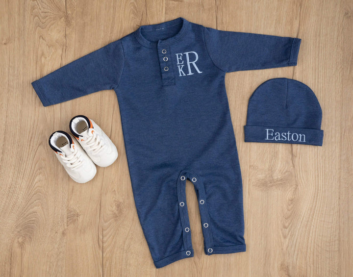 Blue coming home outfit for a newborn baby boy
