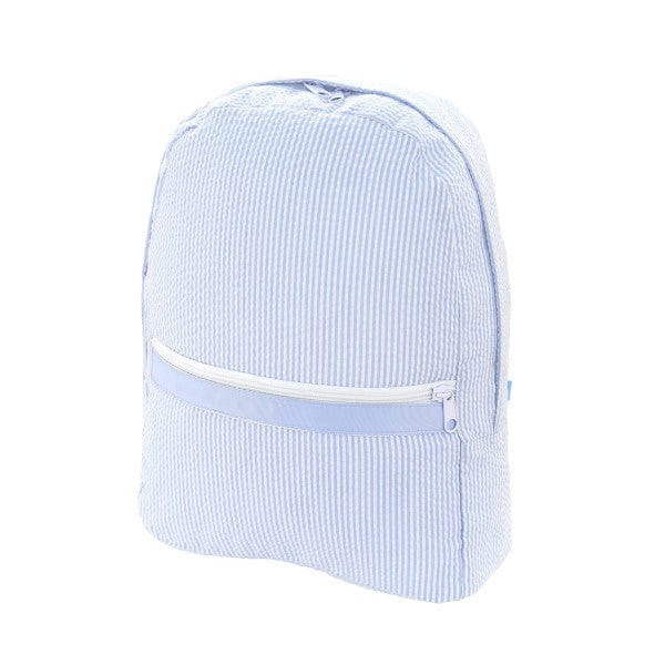 My product bases Baby Blue Seersucker Medium Backpack .