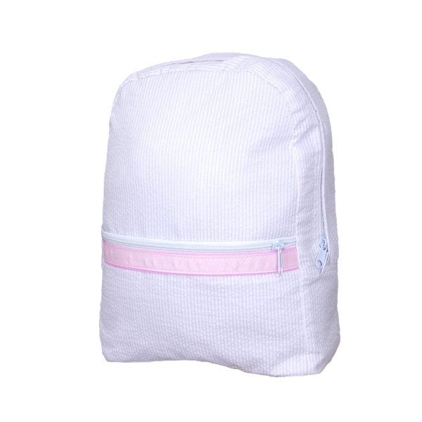My product bases Pink Seersucker Medium Backpack .