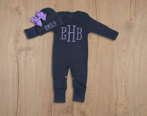 La Maison du Monogramme Coming Home Outfit Baby Girl Navy