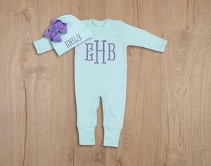 La Maison du Monogramme Coming Home Outfit Baby Girl Tiffany