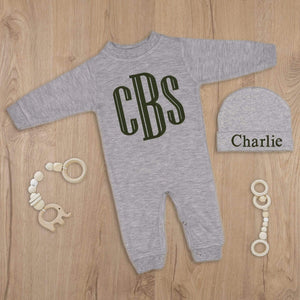 Newborn Boy Coming Home Outfit with Embroidered Monogram