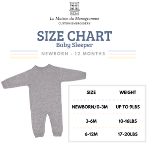 Newborn Gray Sleeper with Navy Blue Monogram - Baby Boy Coming Home Outfit