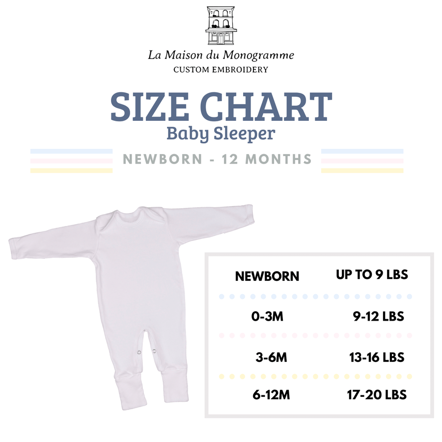 Newborn White Sleeper with Navy Blue Monogram - Baby Boy Coming Home Outfit